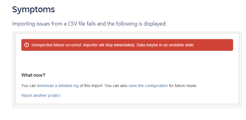 CSV Import Error Message