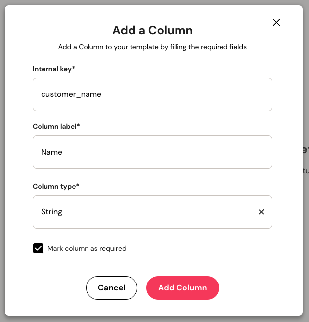 Flatirons Fuse app adding names to columns template