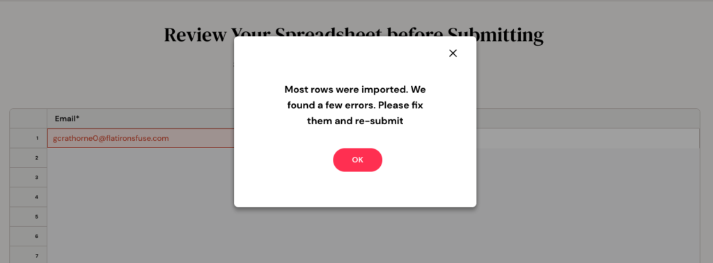 Flatirons Fuse app error message on submitted elements